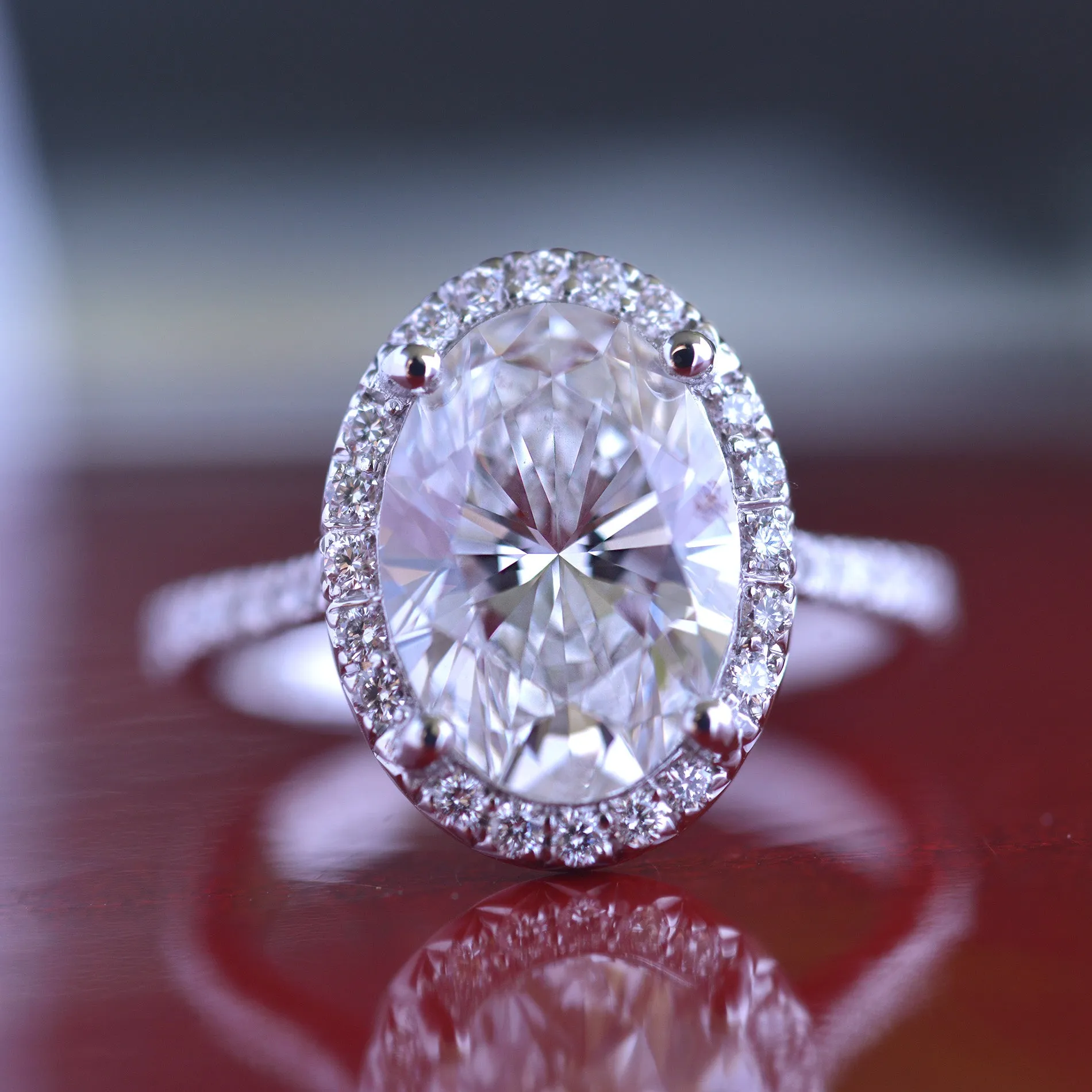 Classic Oval Halo - Lab Grown diamond engagement ring with 2ct, 2.5ct or 3ct Center