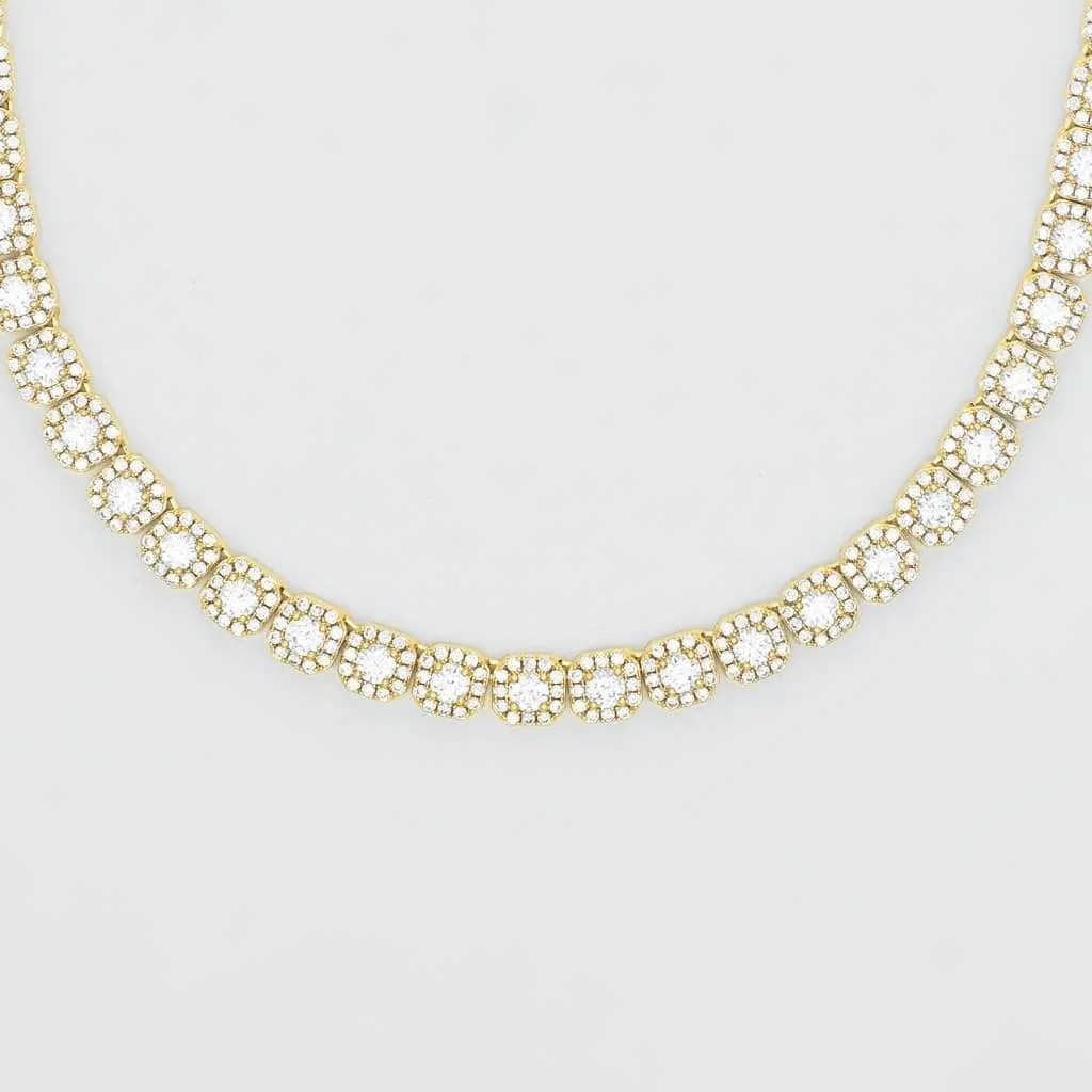 Clustered Tennis Necklace in Yellow Gold