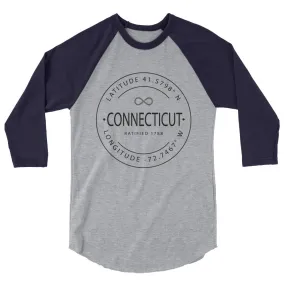 Connecticut - 3/4 Sleeve Raglan Shirt - Latitude & Longitude