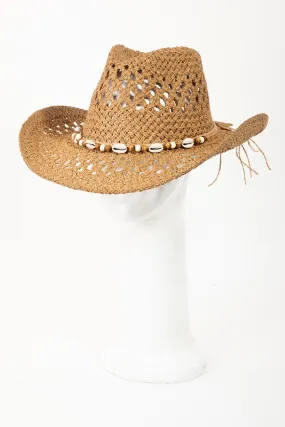 Cowrie Shell Beaded String Straw Hat