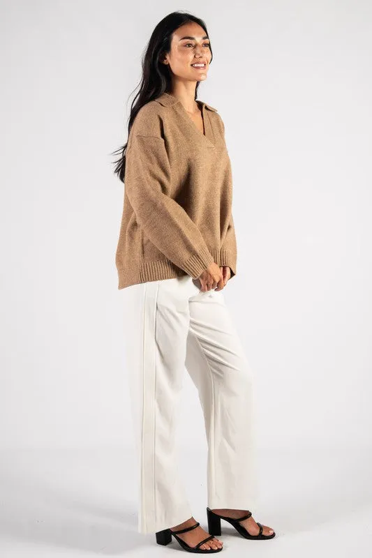 Cozy Up Sweater Top-Taupe