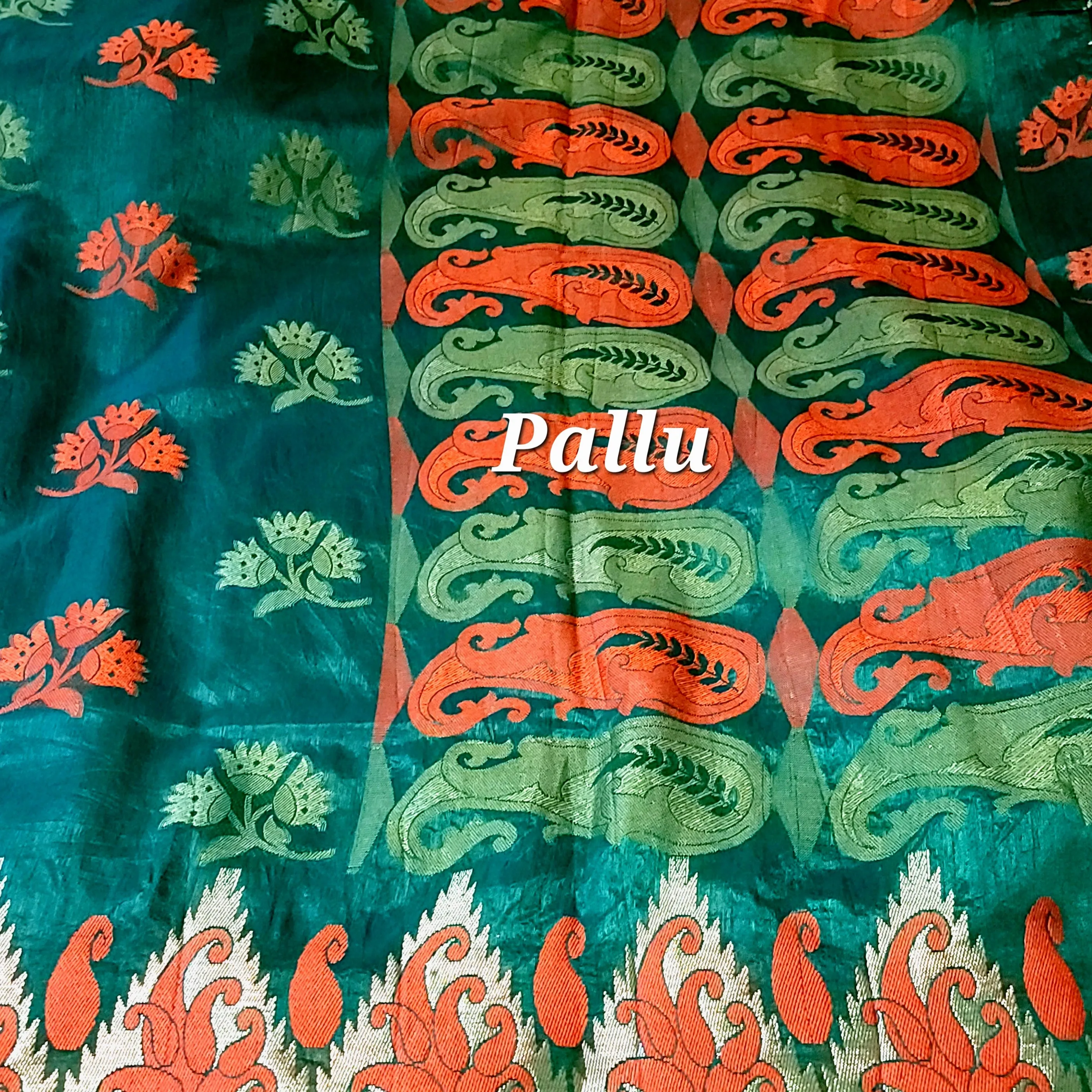 Dark Green Semi Tusser Silk Saree with stitched Blouse