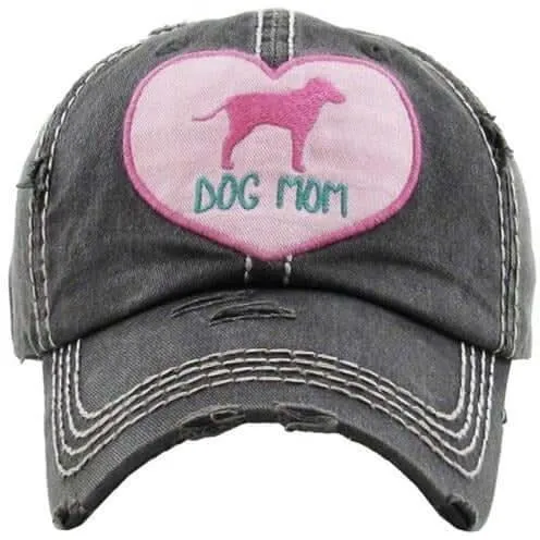 Dog Mom Vintage Black Distressed Baseball Cap | Mom of Dogs