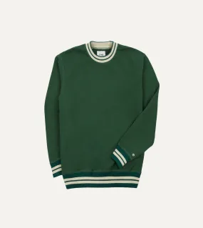 Drake's Striped Rib Sweatshirt / Green & Ecru