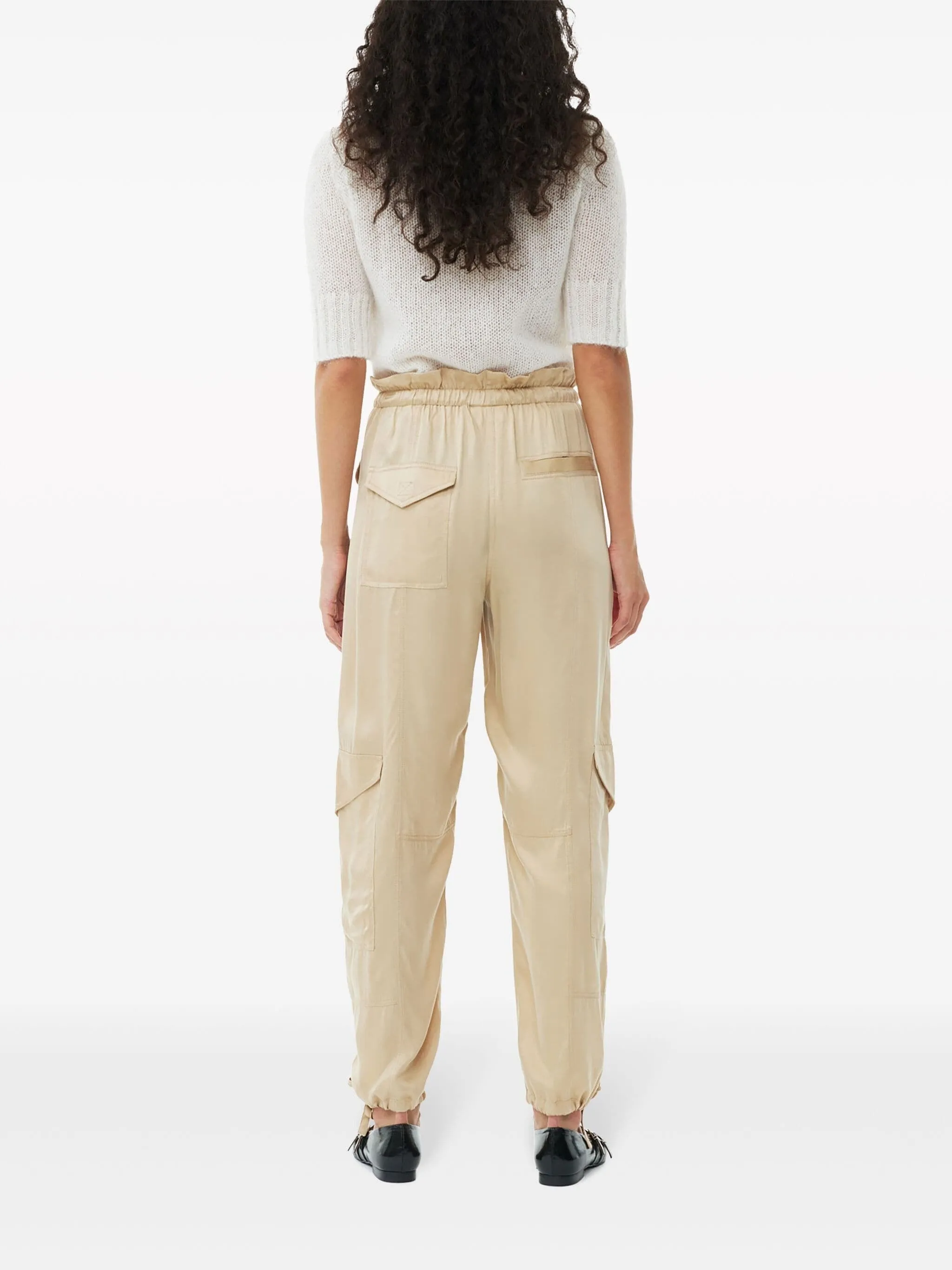 ELASTICATED-WAIST SATIN TROUSERS