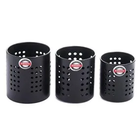 Embassy Cutlery/Stationary/Toiletry Holder, Set of 3 - Sizes 4-6 (Black Colour, Stainless Steel)