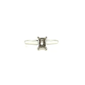 Engagement Ring Setting with 4 Prong Rectangular Head in 14K White Gold