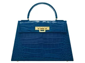 Fonteyn Large Orinoco 'Croc' Print Calf Leather Handbag - Cobalt