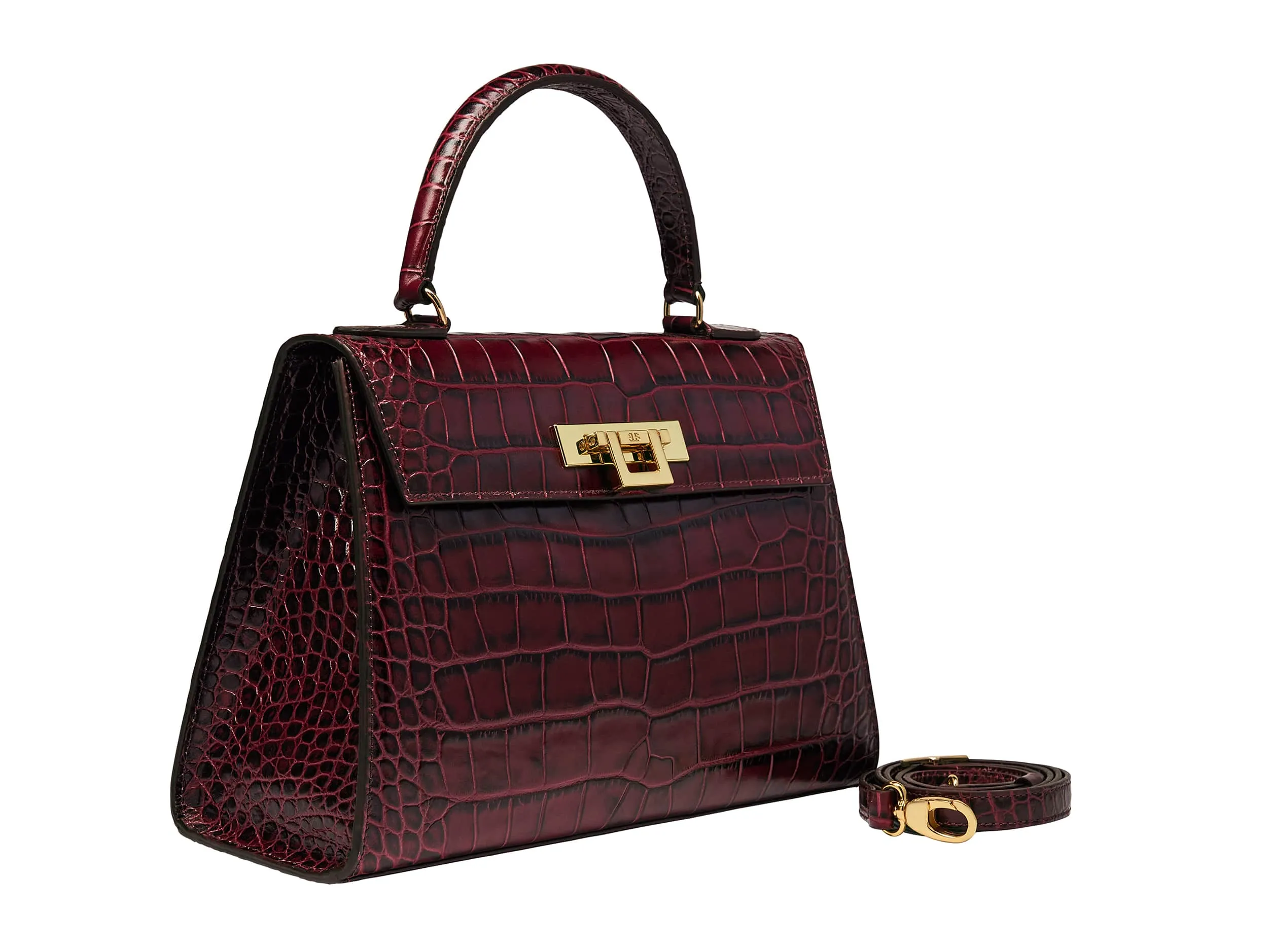 Fonteyn Large Orinoco 'Croc' Print Calf Leather Handbag - Wine