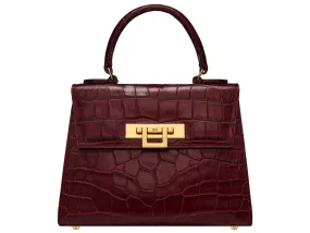 Fonteyn Midi Orinoco 'Croc' Print Calf Leather Handbag - Wine