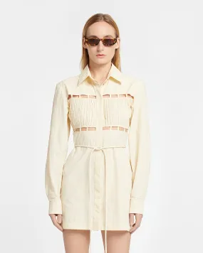 Genea - Pleated Poplin Shirt Dress - Creme