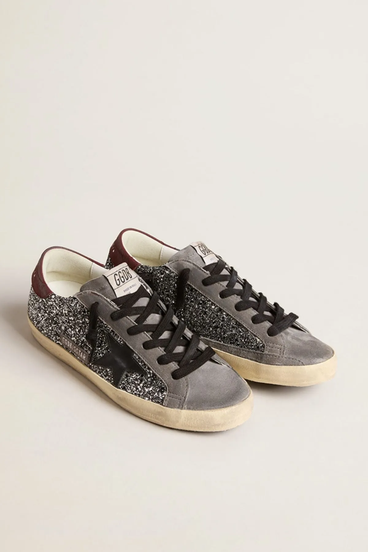 Golden Goose Super Star Glitter Sneaker - Silver/ Black/ Grey/ Red Wine