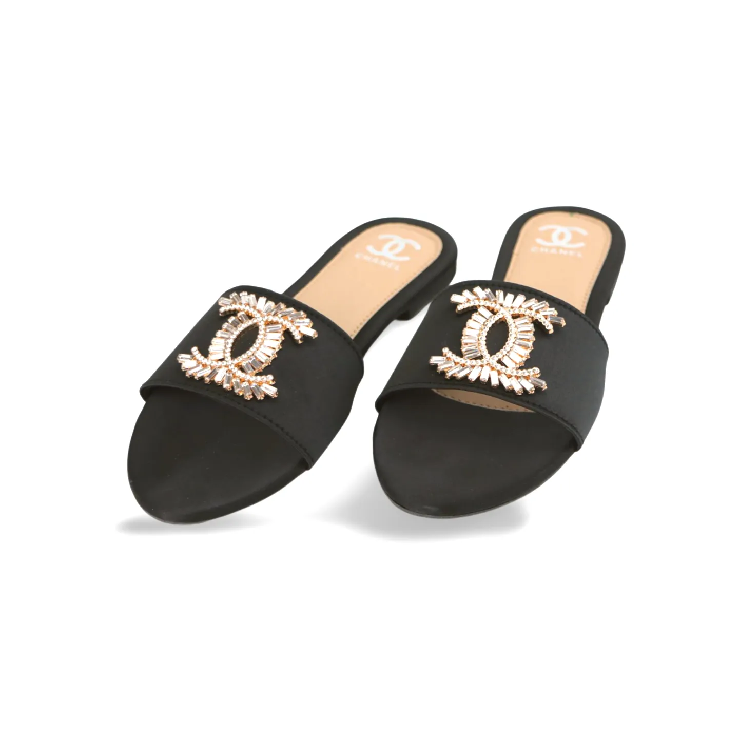 Gorgeous Flat Sandals with Rhinestone Accents - Iconic Luxury & Sparkle