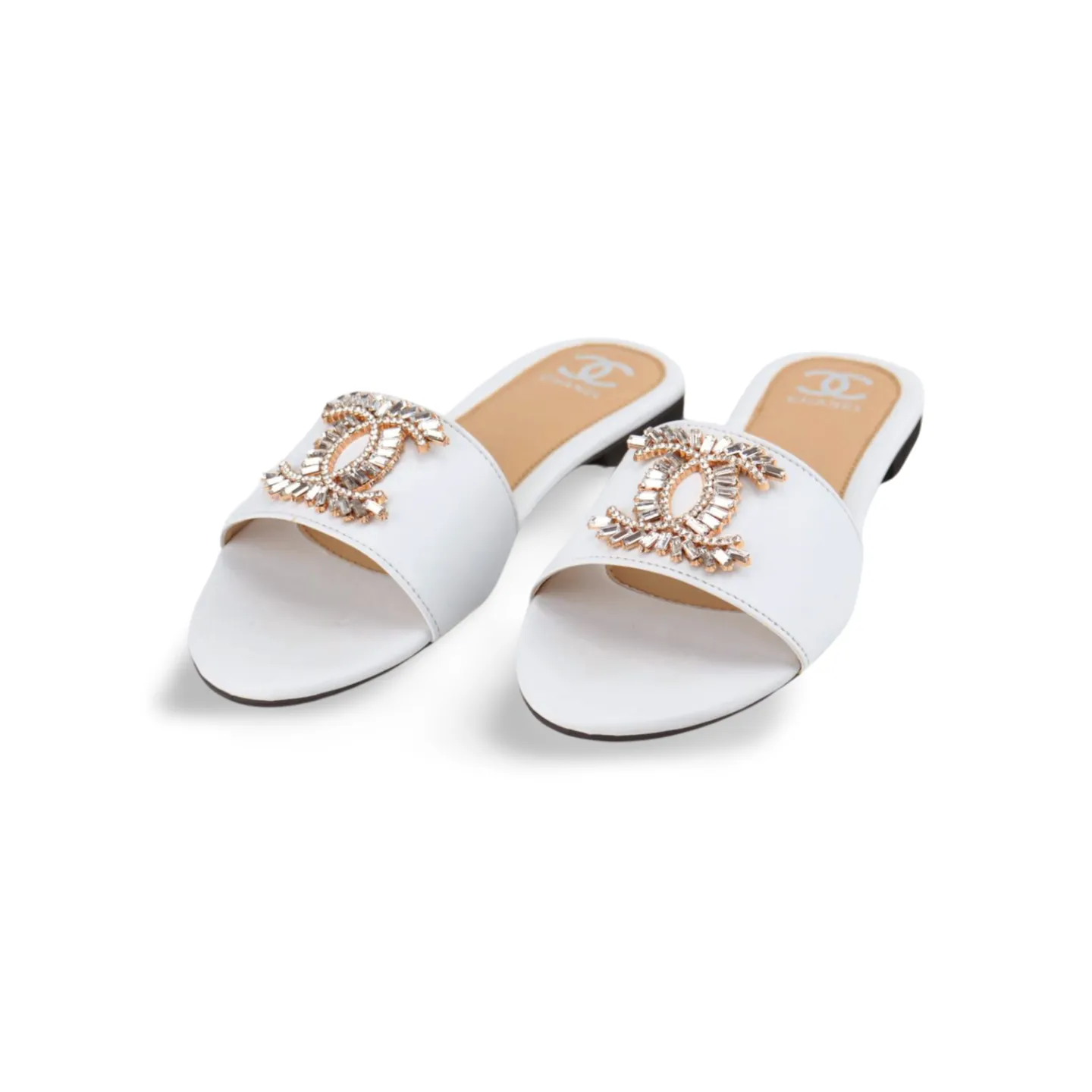 Gorgeous Flat Sandals with Rhinestone Accents - Iconic Luxury & Sparkle