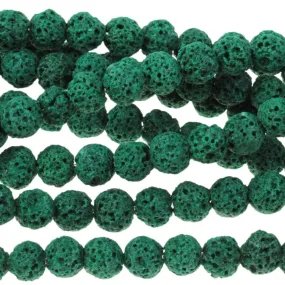 Green (dyed) Lava 6-7mm Round 15-16 Inch - CLEARANCE