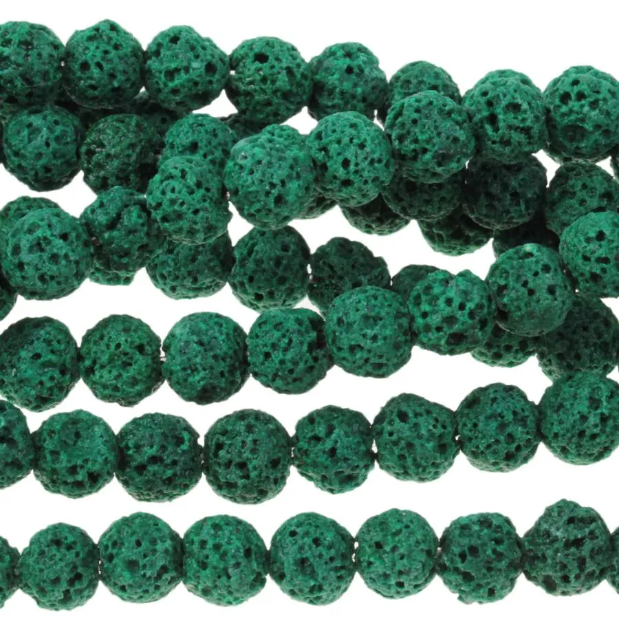 Green (dyed) Lava 6-7mm Round 15-16 Inch - CLEARANCE