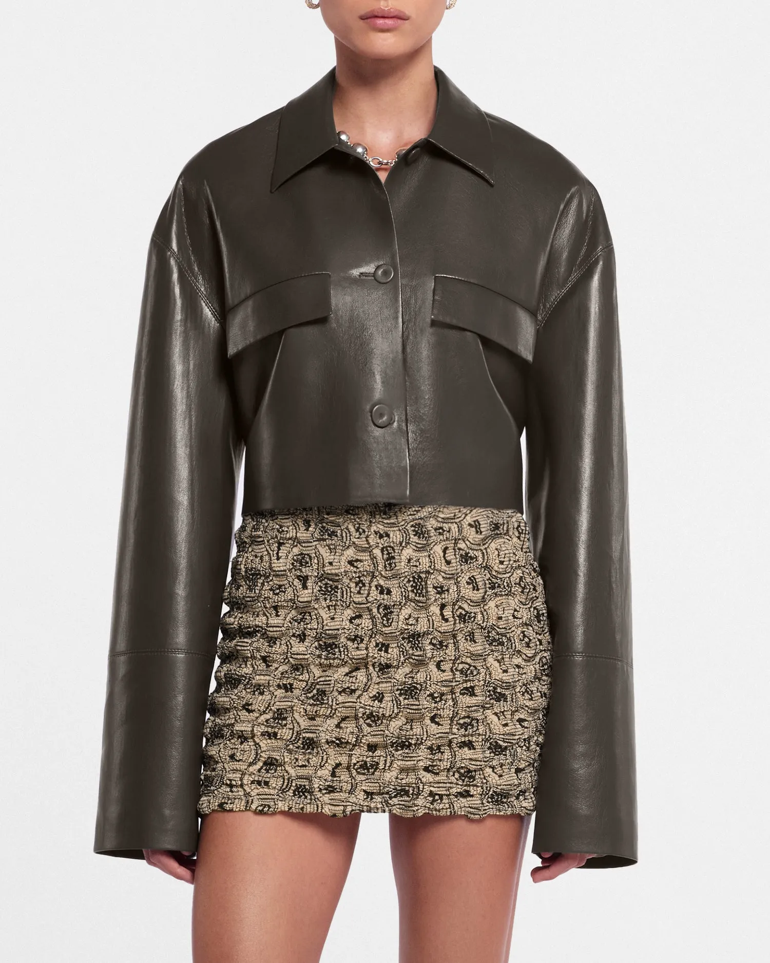 Holleen - Sale Cropped Okobor™ Alt-Leather Shirt - Soil