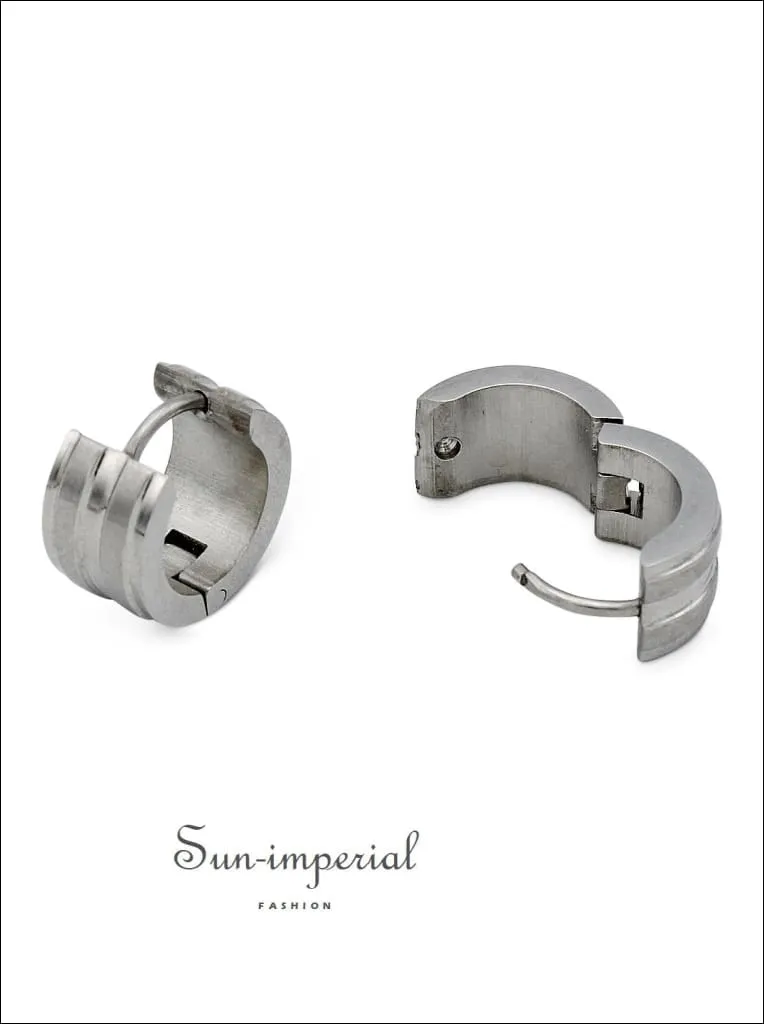 Huggie Wide Hoop Earrings Stainless Steel Fashion Jewelry