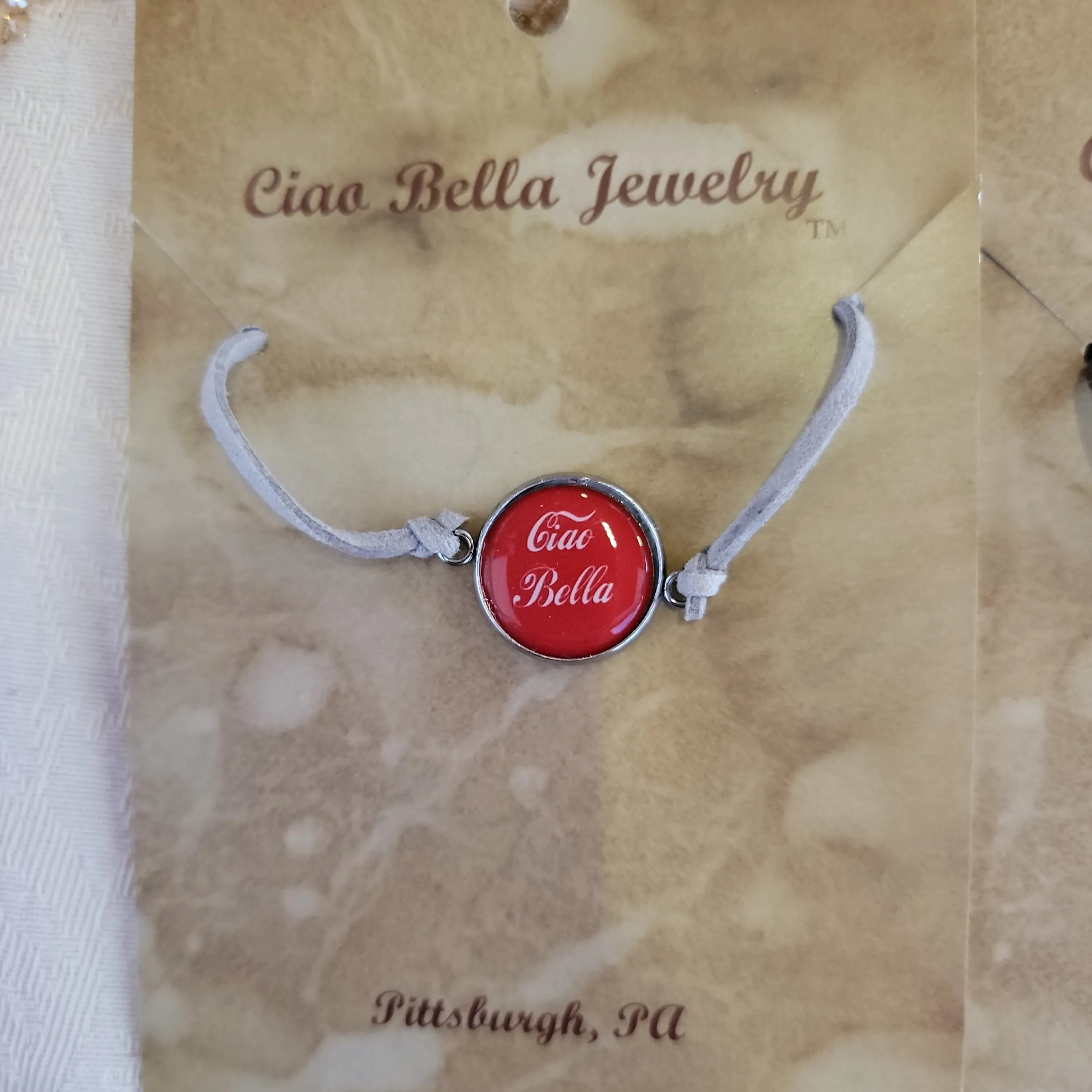 Italian Ciao Bella (Hello Beautiful) Suede Charm Bracelet