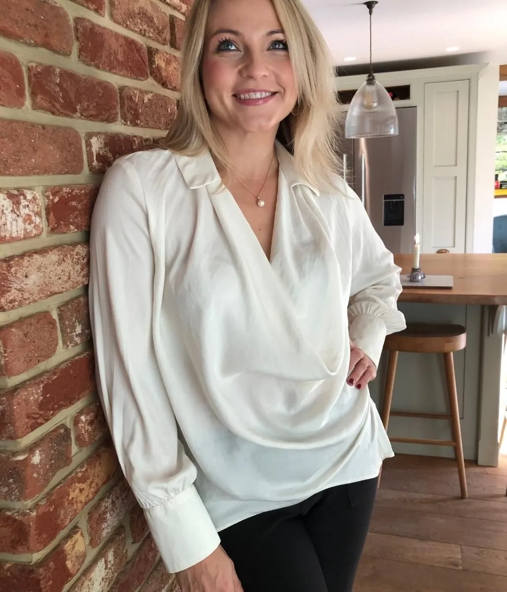 Ivory Cowl Neck Blouse