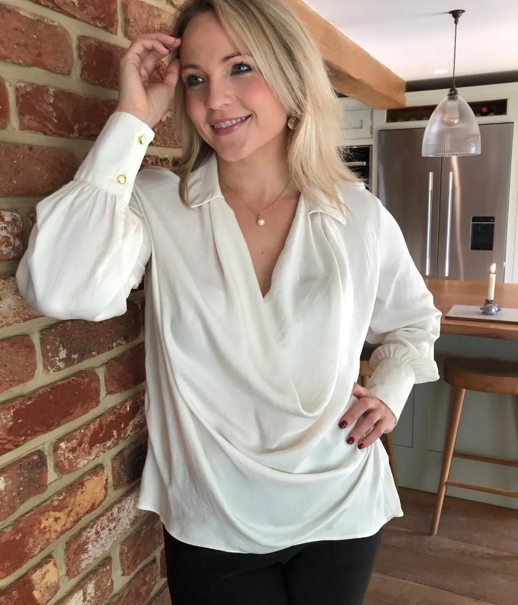 Ivory Cowl Neck Blouse