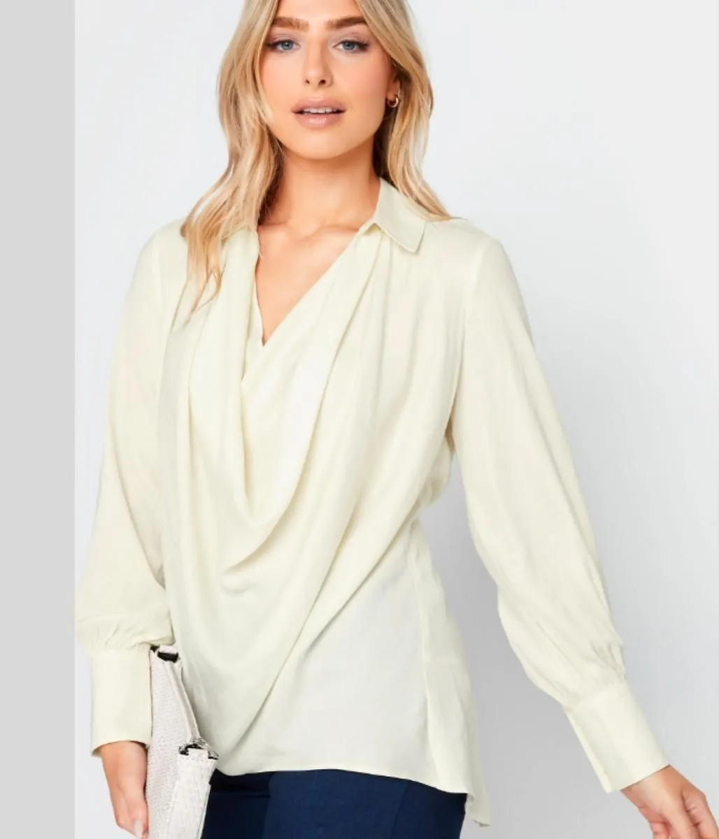 Ivory Cowl Neck Blouse