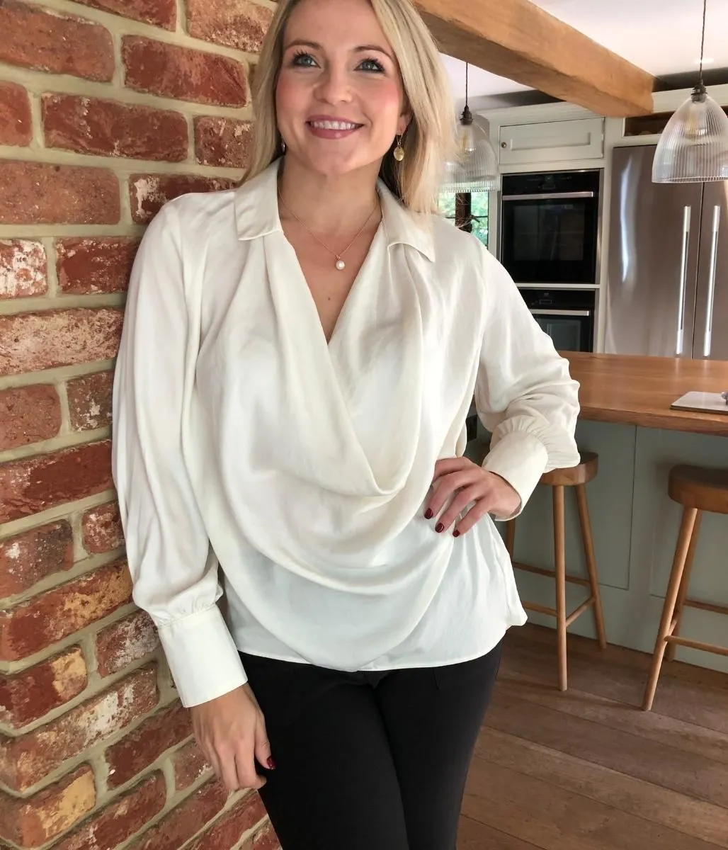 Ivory Cowl Neck Blouse