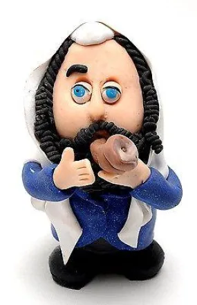 Jewish Figure play music Made of Clay Handmade Art