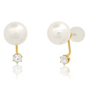 Large Pearl and CZ Ear Jacket