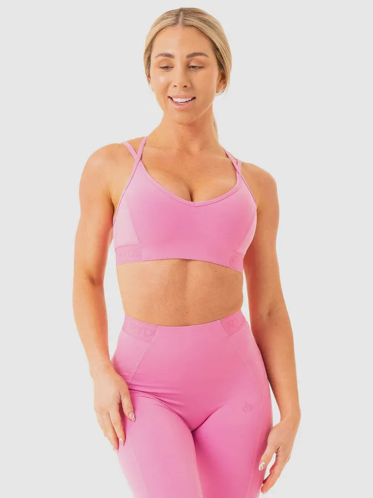 LEVEL UP V-NECK SPORTS BRA PINK