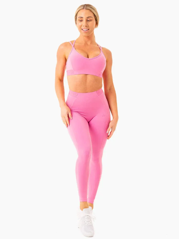 LEVEL UP V-NECK SPORTS BRA PINK