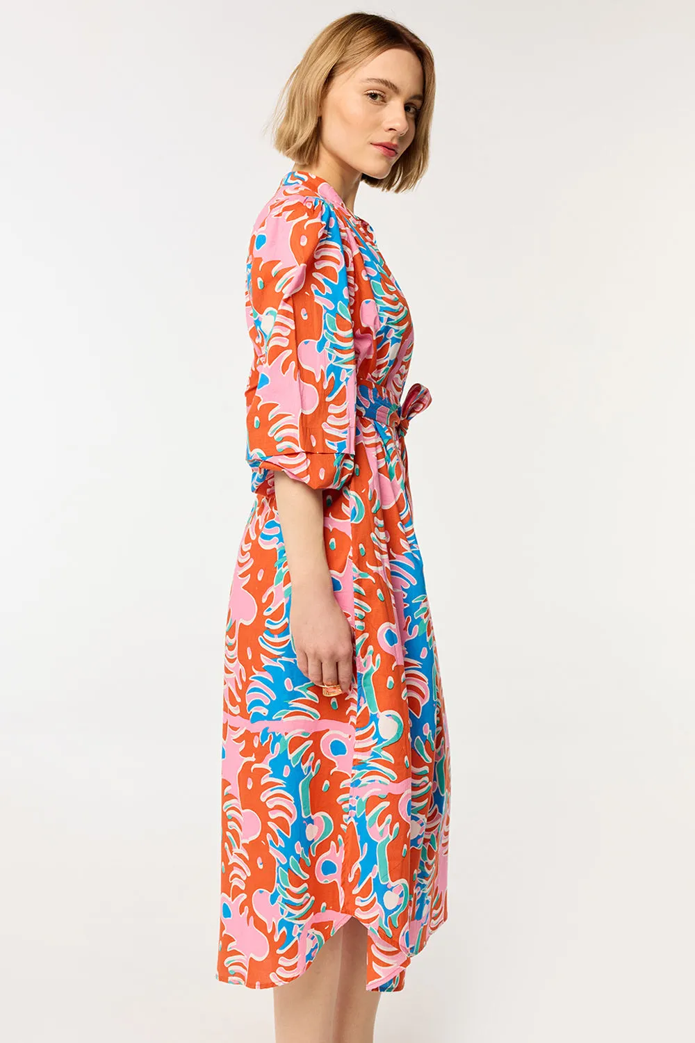 Long Dress Cathy - Red Geo Afro