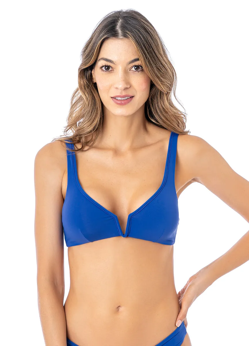 Maaji Lapis Blue Victory V Wire Bralette Bikini Top