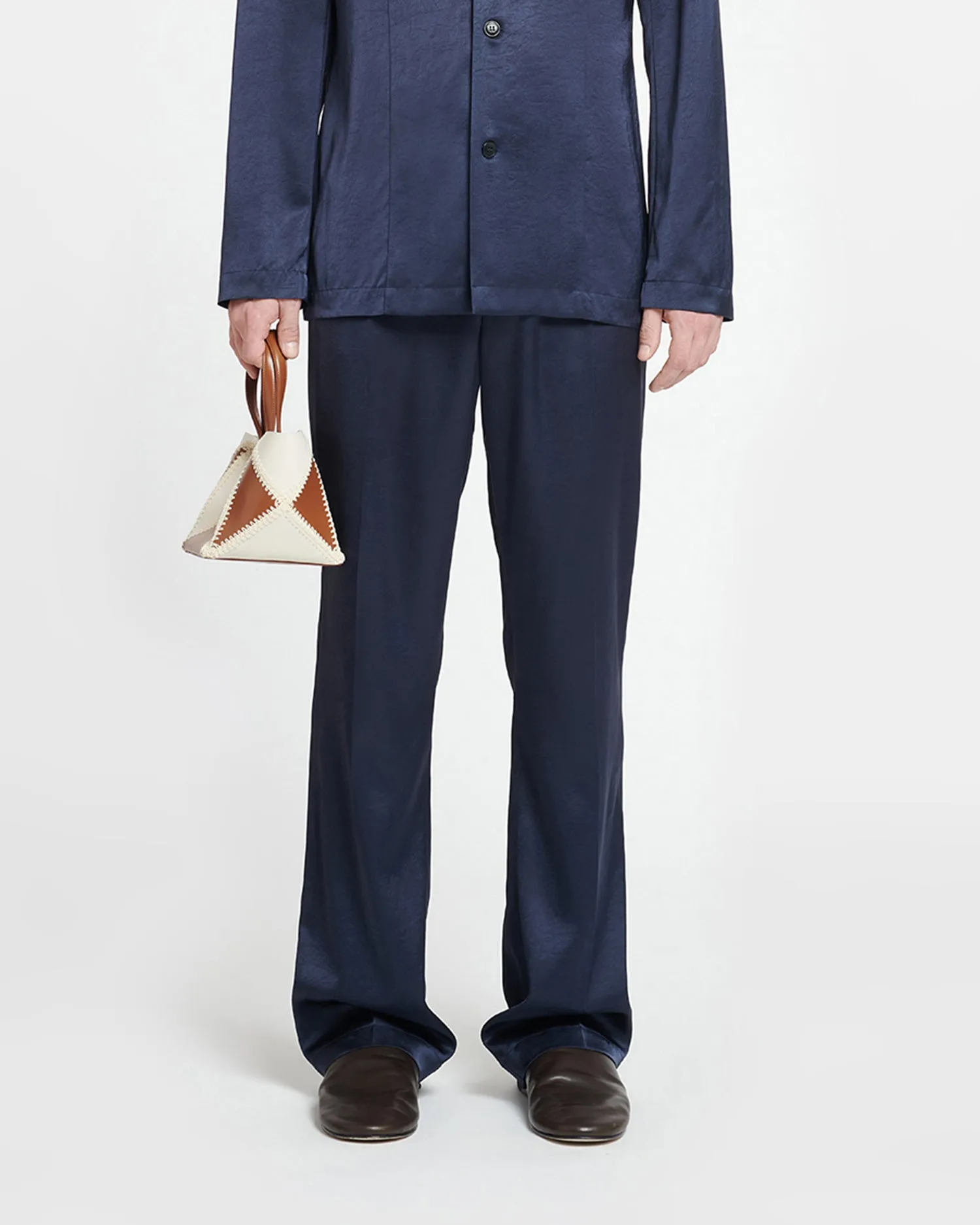 Macen - Satin Pants - Navy