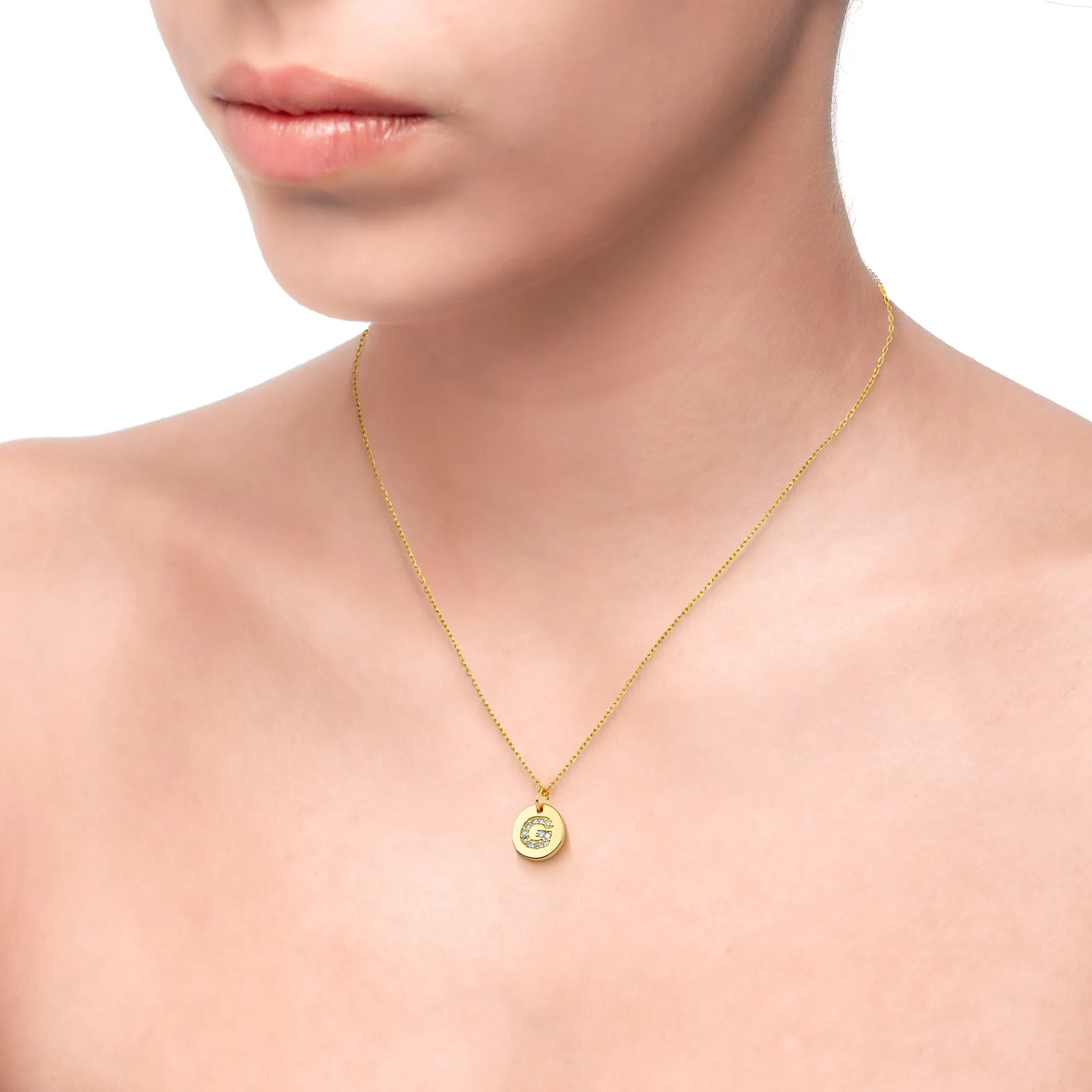 Magna | G Letter Necklace | White CZ | 18K Gold Plated 925 Silver