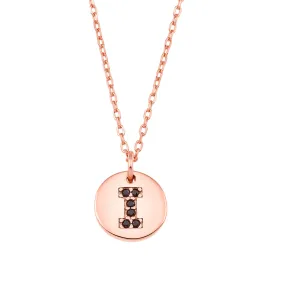 Magna | I Letter Necklace | Black CZ | Rose Gold Plated 925 Silver