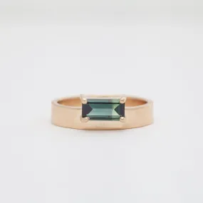 Medium Horizontal Emerald Cut Sapphire Monolith Ring