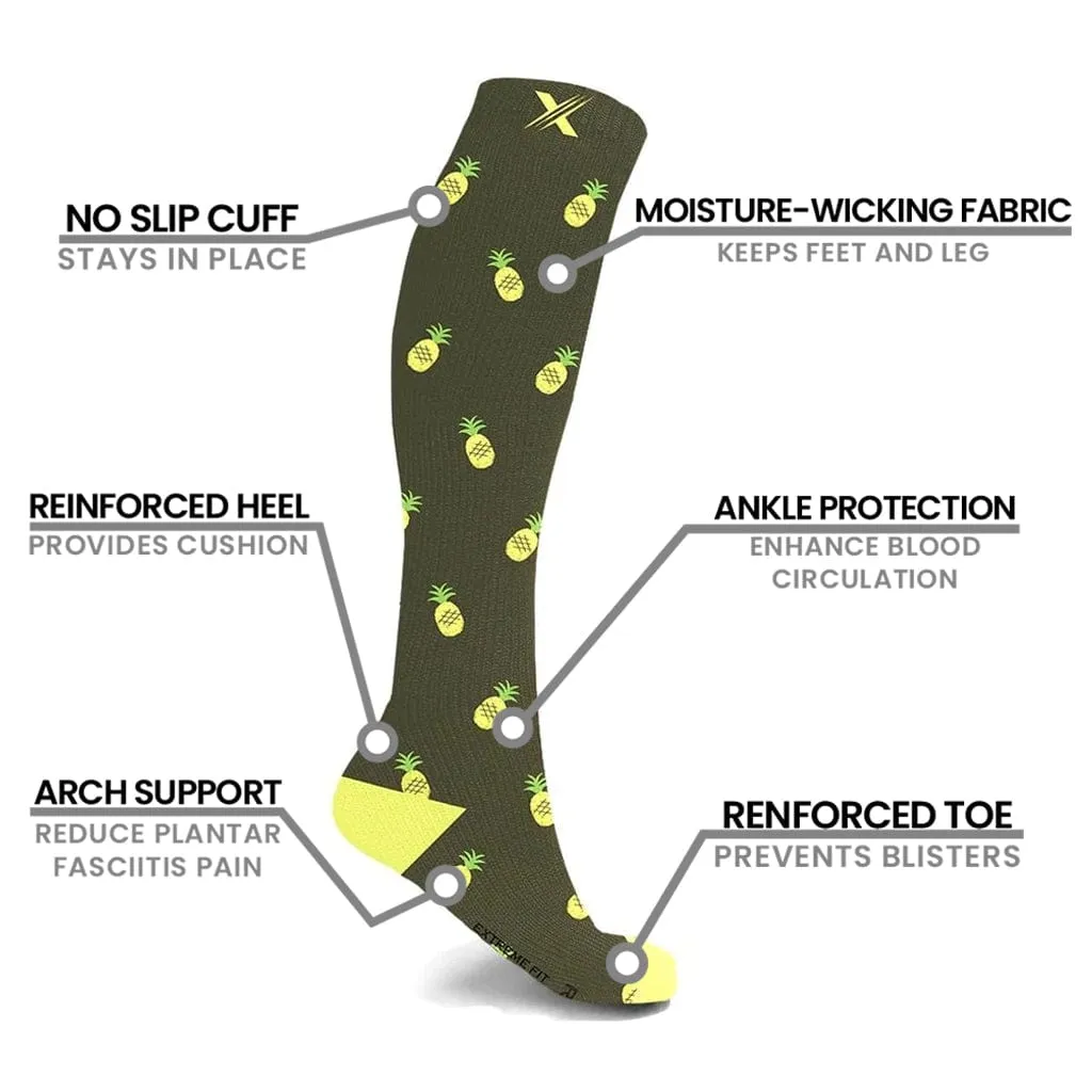 Mismatched: Pineapple Squad Compression Socks