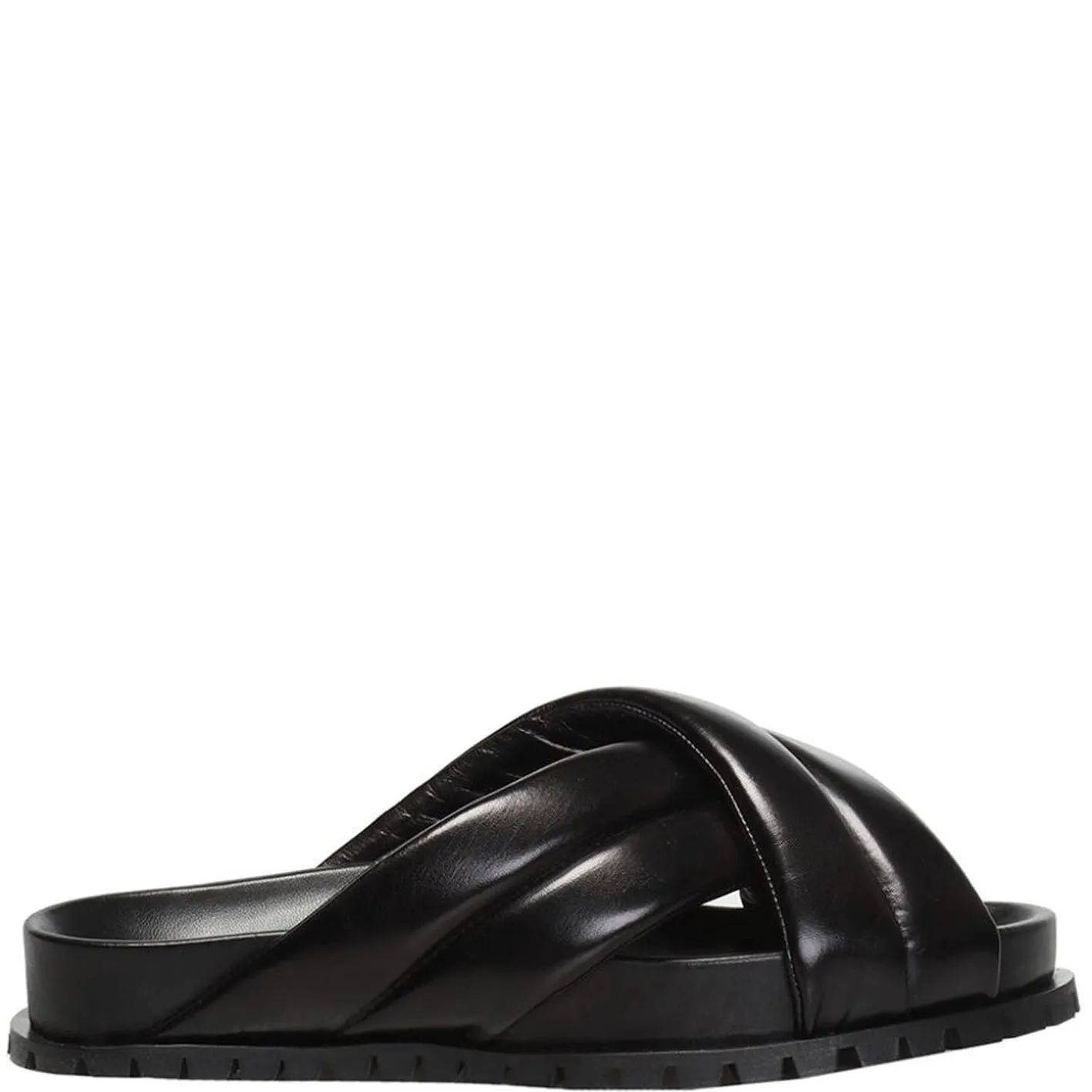 Nappa Padded Crossover Leather Slides