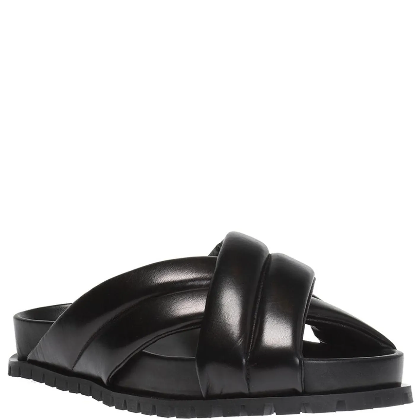 Nappa Padded Crossover Leather Slides