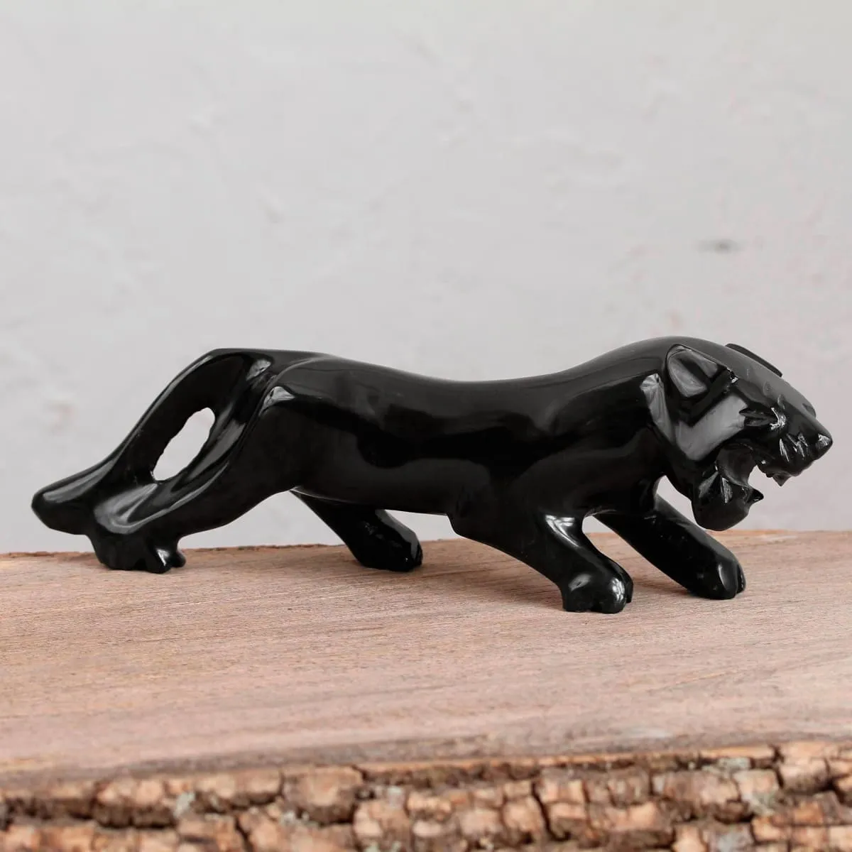 Novica Dark Panther Marble Sculpture