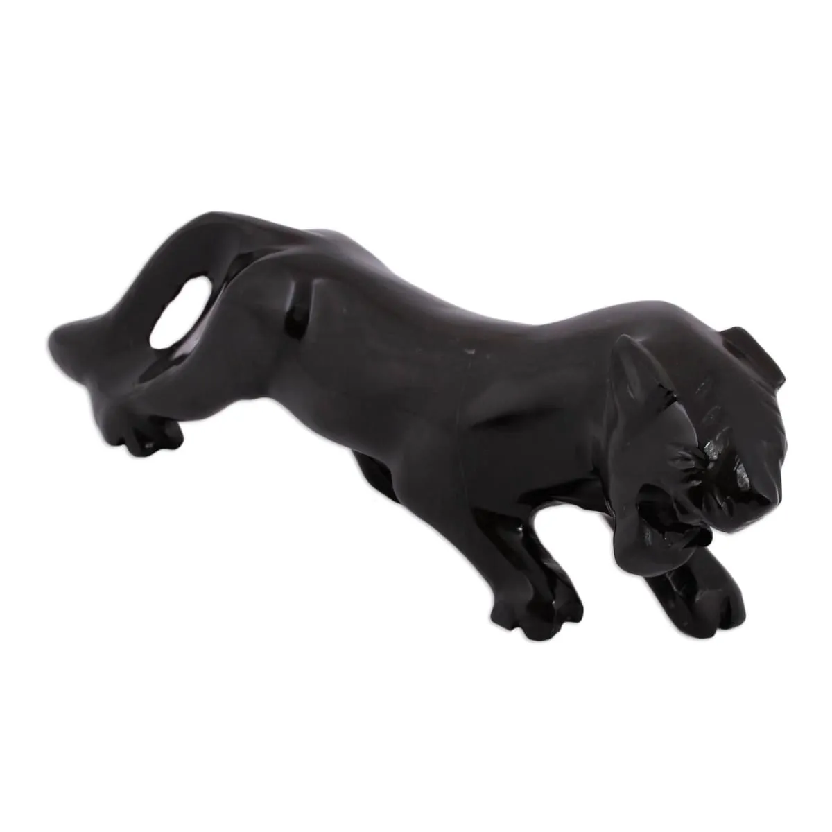 Novica Dark Panther Marble Sculpture