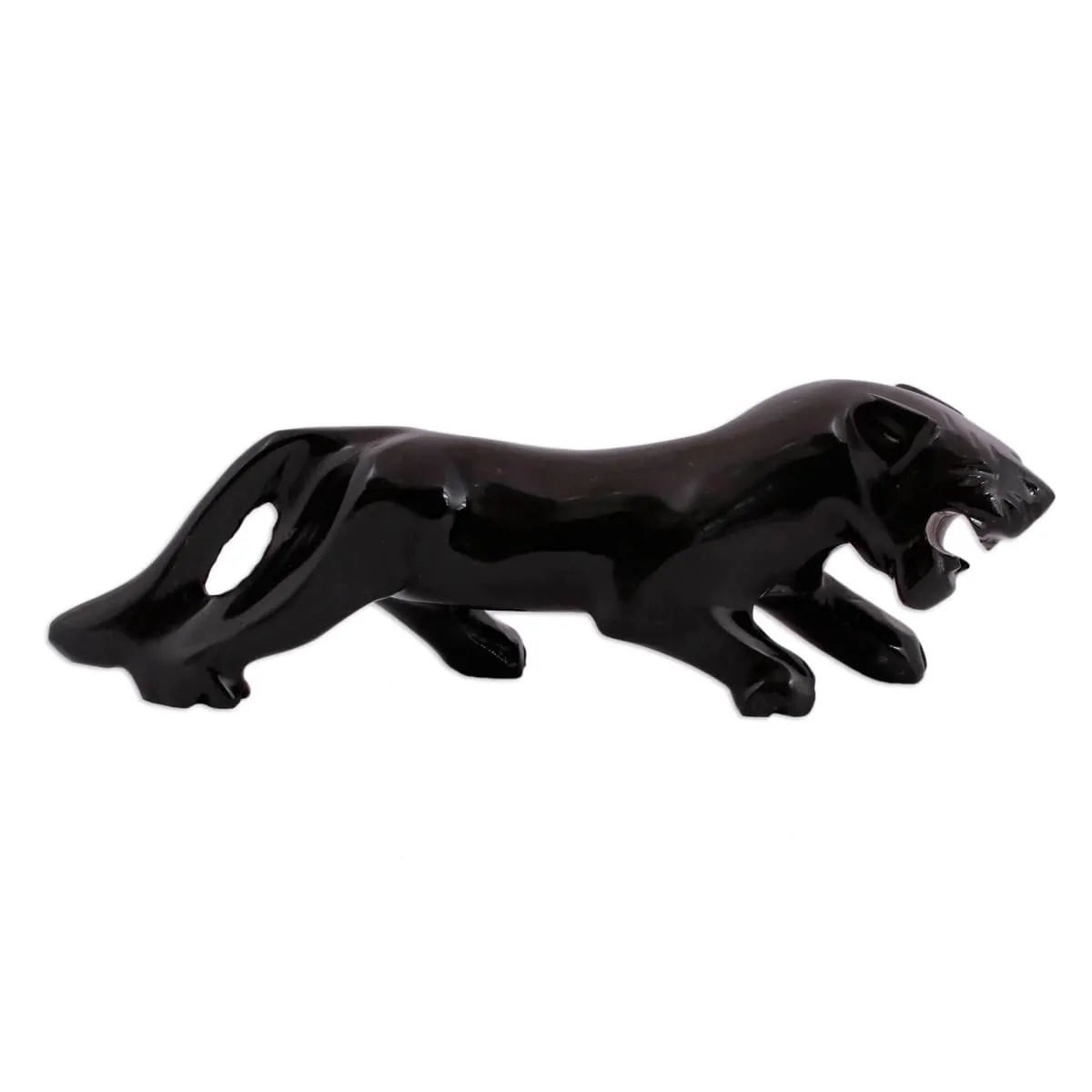 Novica Dark Panther Marble Sculpture