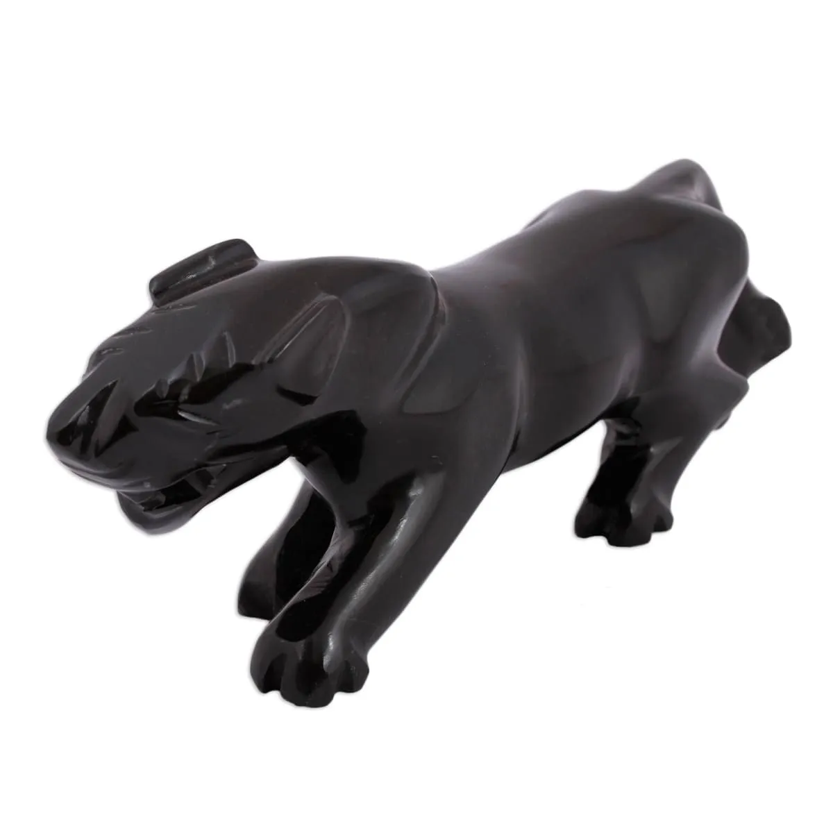 Novica Dark Panther Marble Sculpture