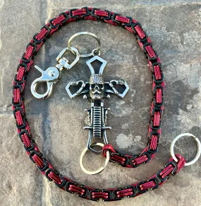 Old School Cross Wallet Chain - Black & Red Daytona Heritage - WC704H