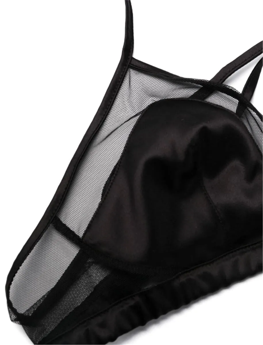 PANELLED TULLE SATIN BRA