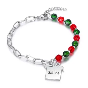 Personalized Engraved Name Gift Box Shaped Charm Bracelet