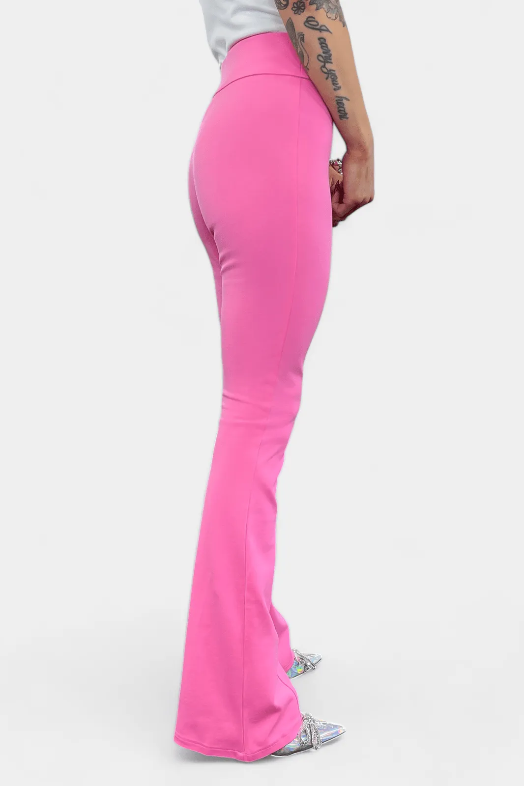 Pink High Waisted Flare Pants [NO RETURNS]