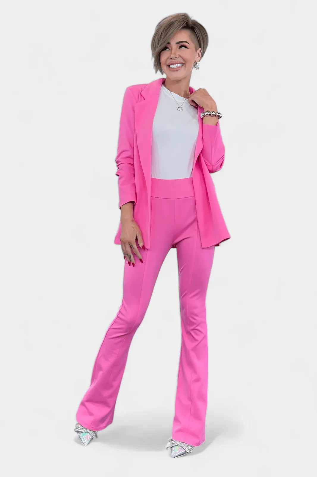 Pink High Waisted Flare Pants [NO RETURNS]