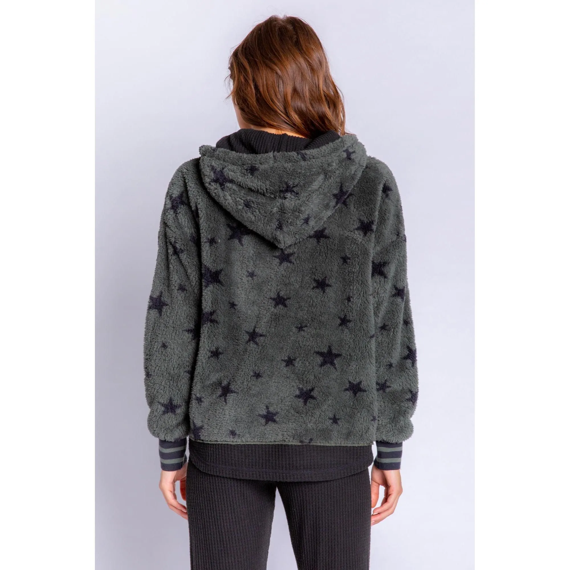 PJ Salvage Women's Cozy Items Stars Hoody - OLIVE